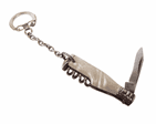 Vintage Richards Sheffield Mini Miniature Bottle Pocket Knife Corkscrew Pearl White c/w Key Chain