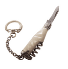 Vintage Richards Sheffield Mini Miniature Bottle Pocket Knife Corkscrew Pearl White c/w Key Chain