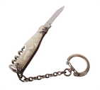 Vintage Richards Sheffield Mini Miniature Bottle Pocket Knife Corkscrew Pearl White c/w Key Chain