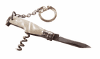 Vintage Richards Sheffield Mini Miniature Bottle Pocket Knife Corkscrew Pearl White c/w Key Chain