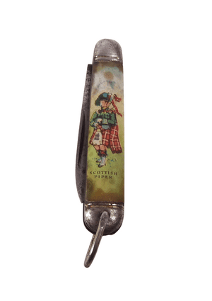 Vintage Richards Sheffield Mini Miniature Folding Folder Pocket Knife Scottish Piper Souvenir