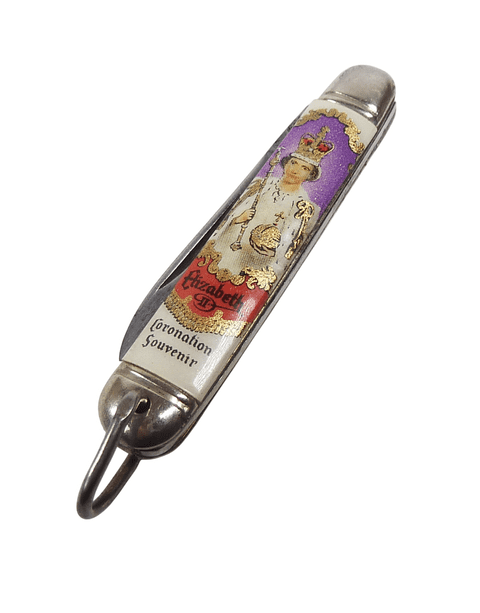 Vintage Richards Sheffield Mini Miniature Folding Pocket Knife Elizabeth II Coronation 1953 Souvenir