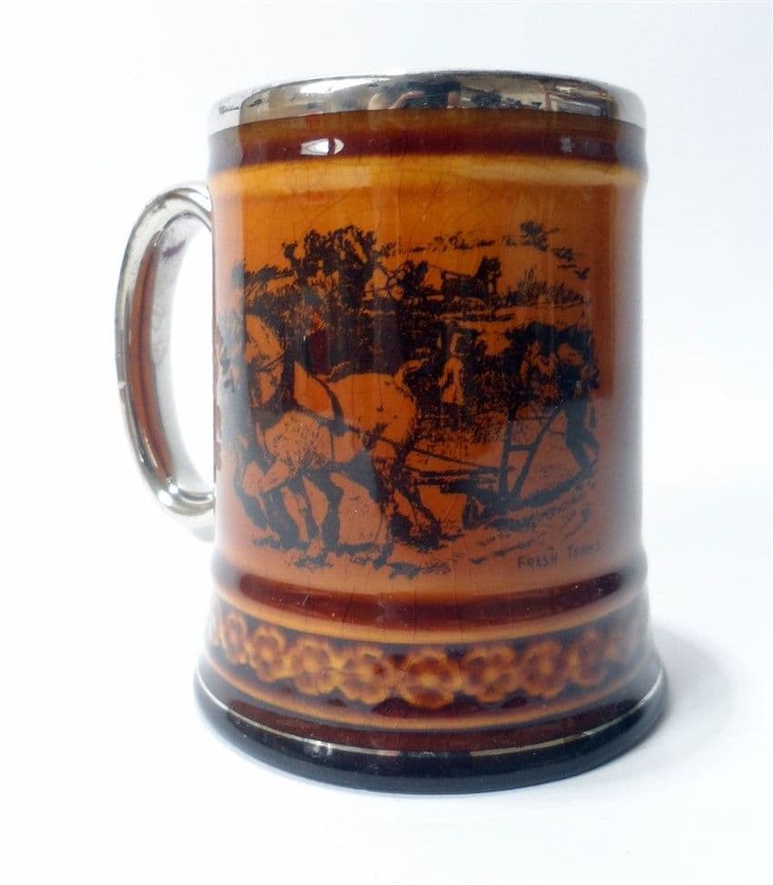 Vintage Ridgway Staffordshire Pottery Half Pint Tankard Mug 1930s Stoke Verification Marks Pub Bar