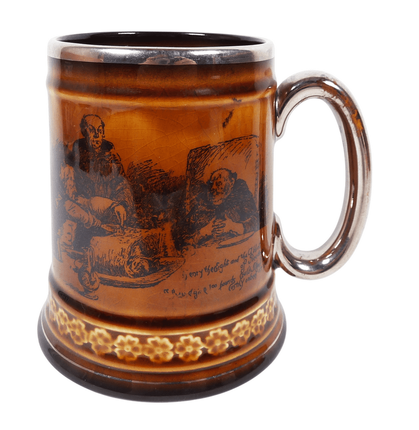 Vintage Ridgway Staffordshire Pottery Pint Tankard Mug 1950s Stoke Verification Marks Pub Bar Henry