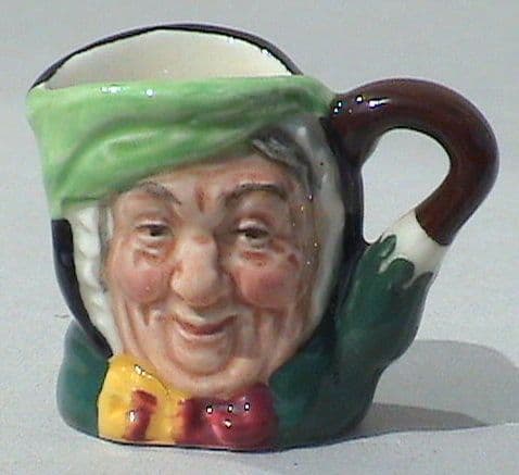 Vintage Royal Doulton Pottery Tiny Miniature Sairy Gamp Character Jug D6045, Circa 1970s
