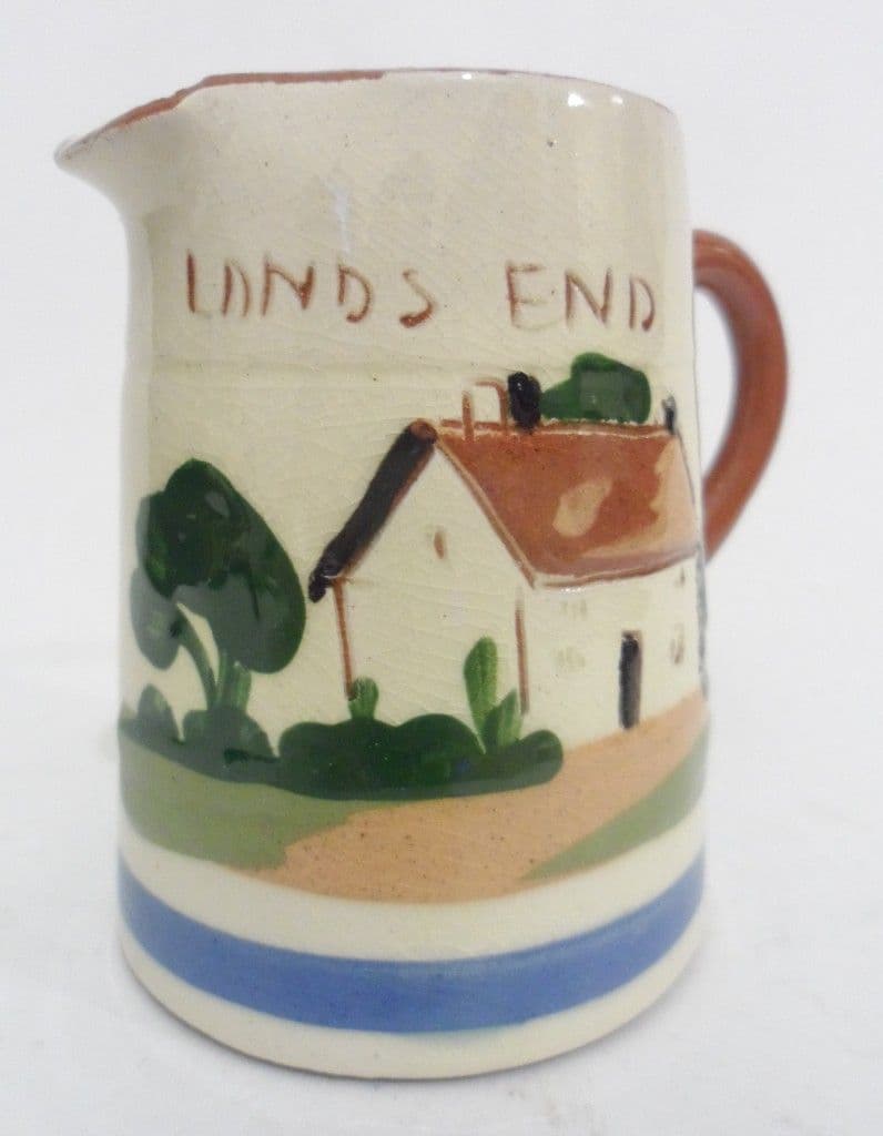 Vintage Royal Watcombe Torquay Pottery Devon Motto Ware Cream Jug Fresh from the Cow Lands End 1930s