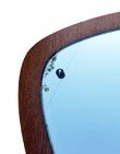 Vintage Scandi MCM Mid Century Modern Wood Teak Backed Triangular Shield Freeform Mirror 1960s