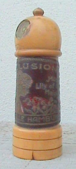 Vintage Scent Perfume Bottle Boxwood Holder Illusion Lily of the Valley Dralle Hamburg Circa 1920s