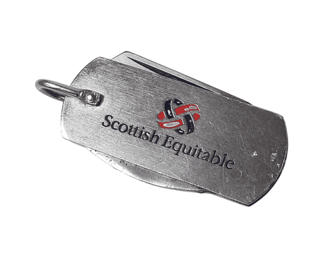 Vintage Scottish Equitable Advertising Promotional Sheffield Folding Pocket Knife Opener Screwdriver