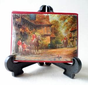 Vintage Sewing Abel Morrall's Redditch Cross Fox Needle Book Case Needles Safety Pins 1950s Horses Hunting Huntsman