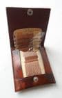 Vintage Sewing Leather Case Wallet Silk Stocking Mending Kit Irish Jaunting Car 1950s Thread Needle
