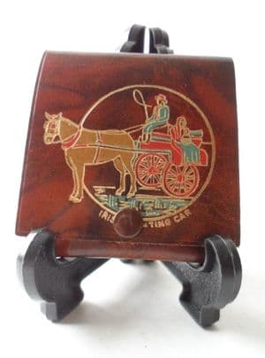 Vintage Sewing Leather Case Wallet Silk Stocking Mending Kit Irish Jaunting Car 1950s Thread Needle