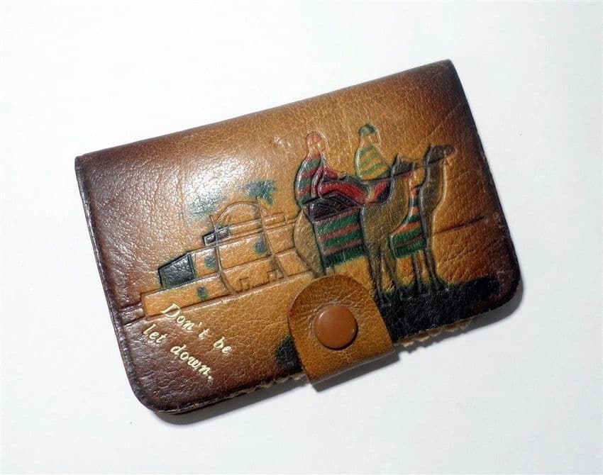 Vintage Sewing Leather Don't be let Down Needle Book Case Needles Safety Pins 1930s Camel Tunisia