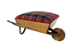 Vintage Sewing Novelty Pin Cushion Tartanware Wheelbarrow Circa 1950s Hand Made in Scotland