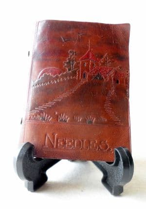 Vintage Sewing William Hall & Co Alcester Empty Leather Needle Book Case Needles Safety Pins 1930s Chapel on Hill Church