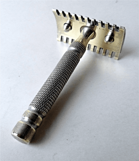 Vintage Shaving 3 Piece Brass Open Comb Safety Razor Made in England 1930s Standard DE Blades