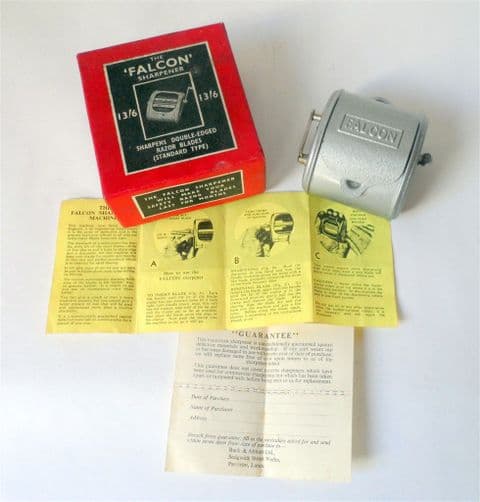 Vintage Shaving Boxed Buck Abbot Falcon Safety Razor Blade DE Mechanical Sharpener c/w Paperwork