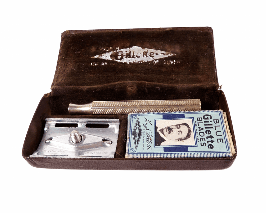 Vintage Shaving Boxed Gillette 3 Piece Tech Safety Razor Made in England 1940s Standard DE Blades