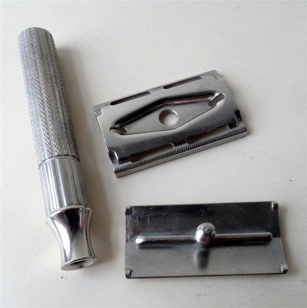 Vintage Shaving Gillette 3 Piece Fat Handle Tech Safety Razor Made in