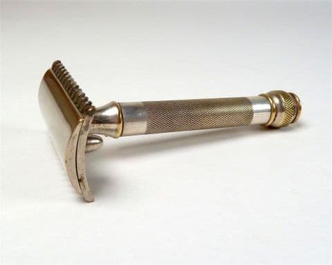 Vintage Shaving Gillette Ball End 3 Piece Open Comb Safety Razor Canada Standard DE Blade 1920s