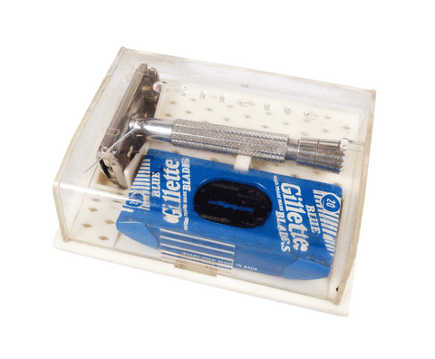 Vintage Shaving Gillette Rhodium Super Speed Flare Tip TTO Safety Razor British Patent 694093 80 Set