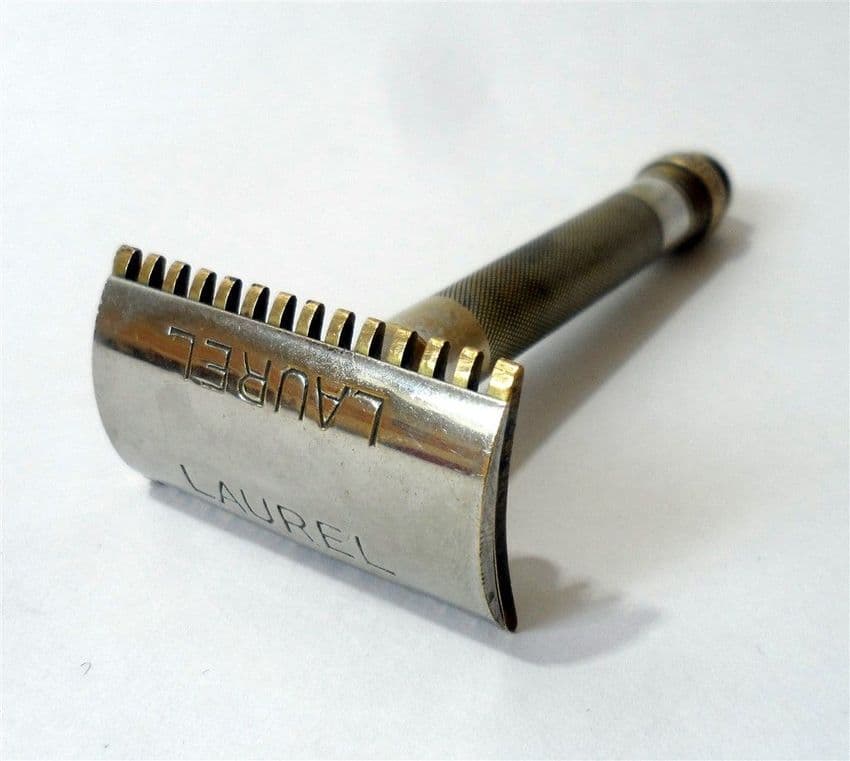 Vintage Shaving Laurel Sheffield 3 Piece Chrome Open Comb Safety Razor ...