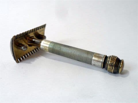 Vintage Shaving Laurel Sheffield 3 Piece Chrome Open Comb Safety Razor England Standard DE Blades