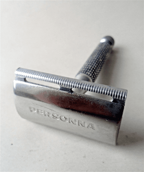Vintage Shaving Personna Aluminium 3 Piece Combless Safety Razor British 1940s 50s Standard DE Blade