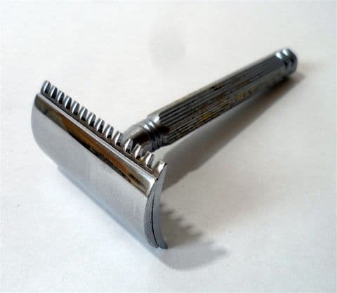 Vintage Shaving Souplex Morecambe 3 Piece Chrome Open Comb Safety Razor Made in England 1930s Standard DE Blades