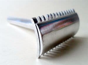 Vintage Shaving W J Myatt 3 Piece Chrome Open Comb Military Safety Razor WW2 1945 Standard DE Blades