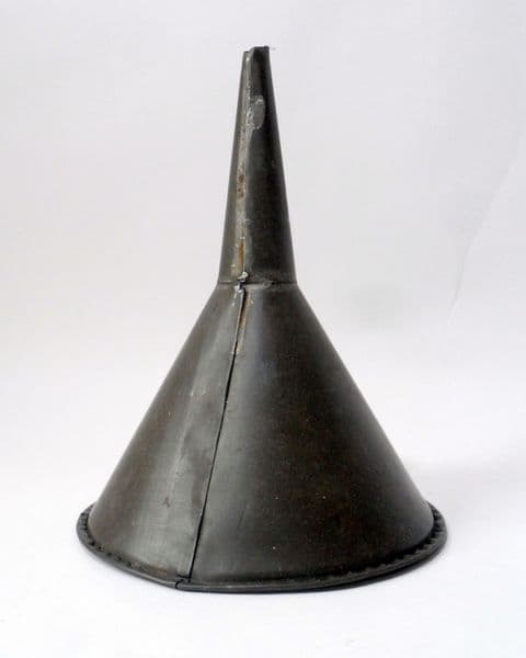 Vintage Shed Garage Metal Funnel 1930s Medium 5 1/2" Diameter Crimped Edge Handy Decor