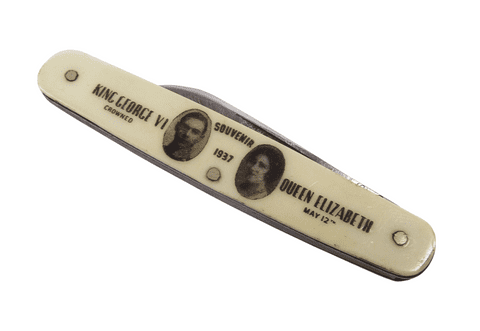 Vintage Sheffield Made Folding Pocket Knife King George VI Queen Elizabeth May 12 1937 Souvenir
