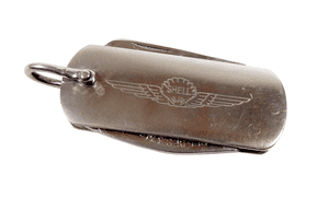 Vintage Shell Petrol Oils Aviation Service Sheffield Folding Pocket Knife Opener Screwdriver Reg No