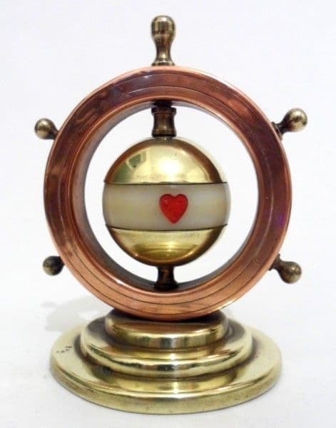 Vintage Ships Wheel Globe Brass & Copper Bridge Trump Indicator No Trumps Marker Circa 1950s (1)