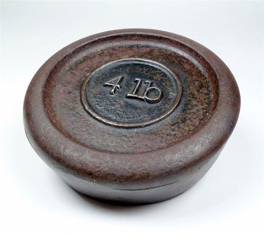 Vintage Shop Cast Iron Nesting Weight 4lb Pound Verification Mark Lincoln County