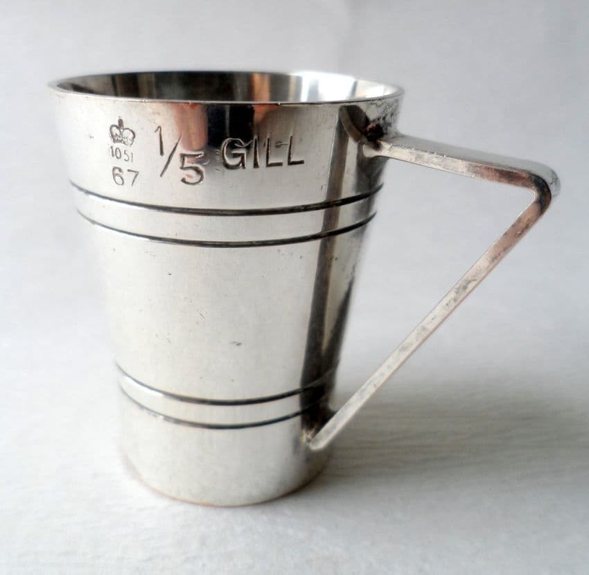 Vintage Silver Plated Single Measure 1/5 Gill Bonzer Mitchell & Cooper London 60s Bexley London Borough 1967 Art Deco Style