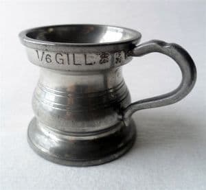 Vintage Single Pewter Tankard Measure 1/6 Gill James Smellie Ltd Birmingham England 1970s 669 9 71