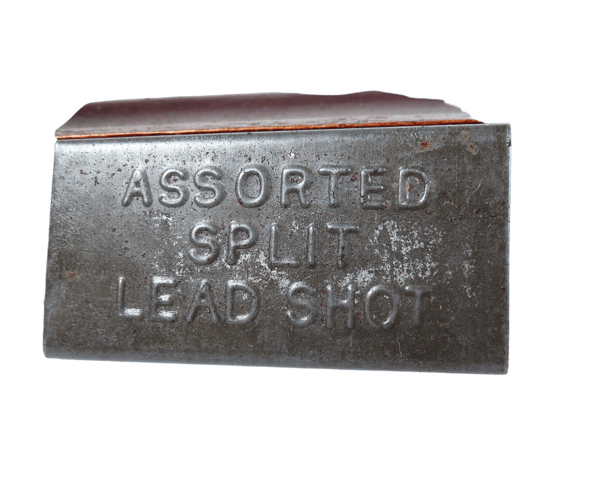 Vintage Small Assorted Soft Split Lead Shot Tin Fishing Angling Tackle Box Circa 1930s