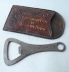 Vintage Smith Chorley Drinks of Health Bottle Opener Motto Tooled Leather Case Quench Thy Thirst Circa 1930s