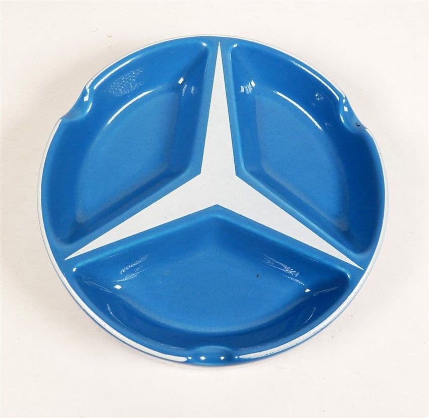 Vintage Smoking Advertising Mercedes Benz Merc 3 Pointed Star Blue Wade Pdm Pottery Ashtray