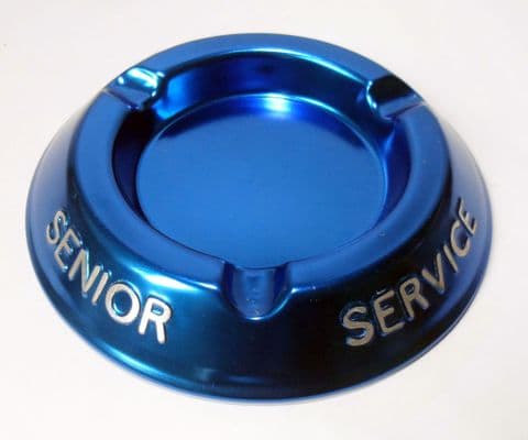 Vintage Smoking Advertising Senior Service Cigarettes Blue Aluminium Ashtray Unused Bar Pub