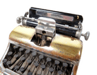 Vintage Smoking Chrome Plate on Brass Figural Typewriter Table Lighter Circa 1950s Working