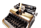 Vintage Smoking Chrome Plate on Brass Figural Typewriter Table Lighter Circa 1950s Working