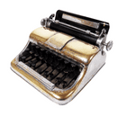 Vintage Smoking Chrome Plate on Brass Figural Typewriter Table Lighter Circa 1950s Working