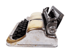Vintage Smoking Chrome Plate on Brass Figural Typewriter Table Lighter Circa 1950s Working