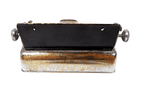 Vintage Smoking Chrome Plate on Brass Figural Typewriter Table Lighter Circa 1950s Working