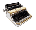 Vintage Smoking Chrome Plate on Brass Figural Typewriter Table Lighter Circa 1950s Working