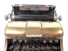 Vintage Smoking Chrome Plate on Brass Figural Typewriter Table Lighter Circa 1950s Working