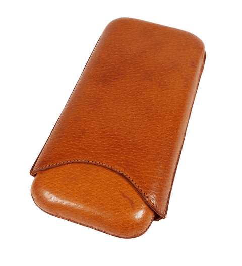 Vintage Smoking Parker of England Leather Triple Finger Cigar Slip Case Holder Corona 1950s