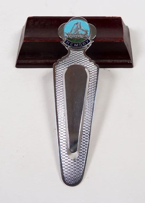 Vintage Souvenir Chrome Page Marker Book Mark Enamel Crest Hemsby Norfolk Viking Ship Longboat